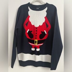 Jake Austin Santa Claus Ugly Christmas Sweater Navy Red XL